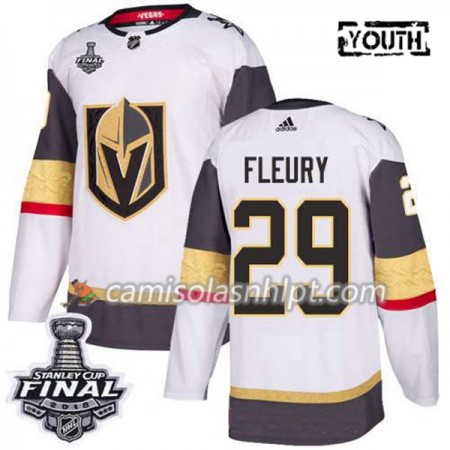 Camisola Vegas Golden Knights Marc-Andre Fleury 29 2018 Stanley Cup Final Patch Adidas Branco Authentic - Criança